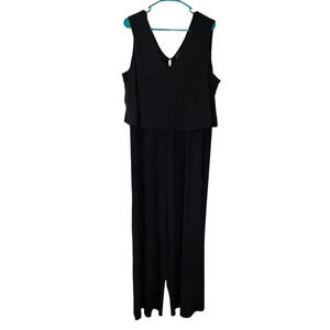 The Limited Black Jumpsuit Plus Size 1X V Neck Sleeveless Draped Jersey Stretch